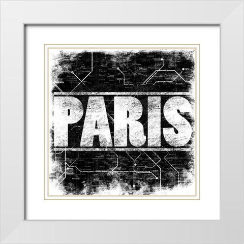 Paris Metro B White Modern Wood Framed Art Print with Double Matting by Rodriquez Jr, Enrique