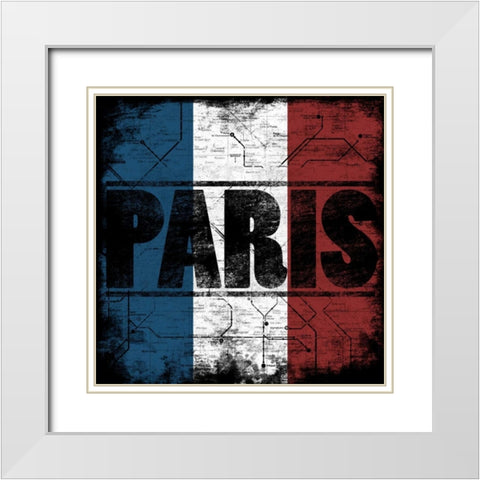 Paris Metro C White Modern Wood Framed Art Print with Double Matting by Rodriquez Jr, Enrique