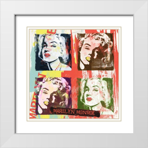 Monroe Painted J White Modern Wood Framed Art Print with Double Matting by Rodriquez Jr, Enrique