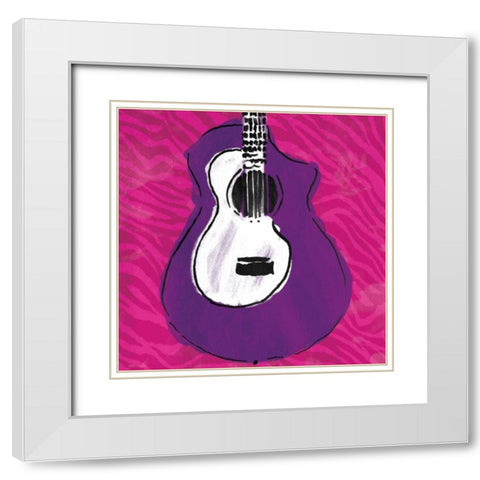 Girls Rule Guitar Zoom White Modern Wood Framed Art Print with Double Matting by Rodriquez Jr, Enrique