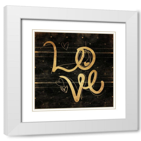 Love Gold White Modern Wood Framed Art Print with Double Matting by Rodriquez Jr, Enrique
