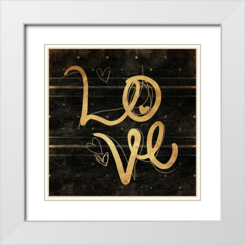 Love Gold White Modern Wood Framed Art Print with Double Matting by Rodriquez Jr, Enrique