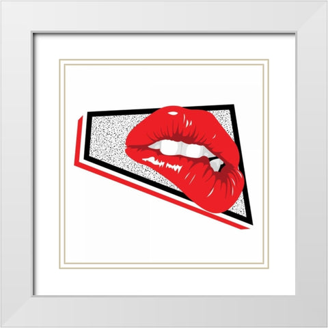 Abstract Lip White Modern Wood Framed Art Print with Double Matting by Rodriquez Jr, Enrique