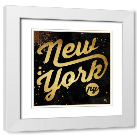 New York Goldish White Modern Wood Framed Art Print with Double Matting by Rodriquez Jr, Enrique