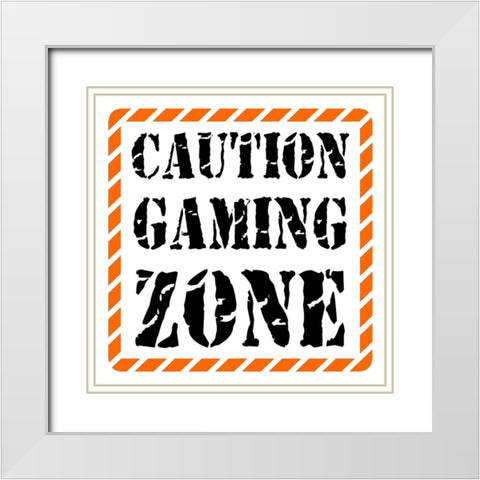 Caution Zone White Modern Wood Framed Art Print with Double Matting by Rodriquez Jr, Enrique
