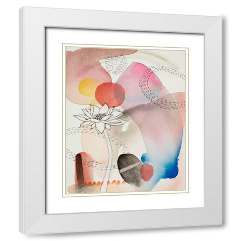 Sketched Flower with Color 2 White Modern Wood Framed Art Print with Double Matting by Evans-Sills, Faith