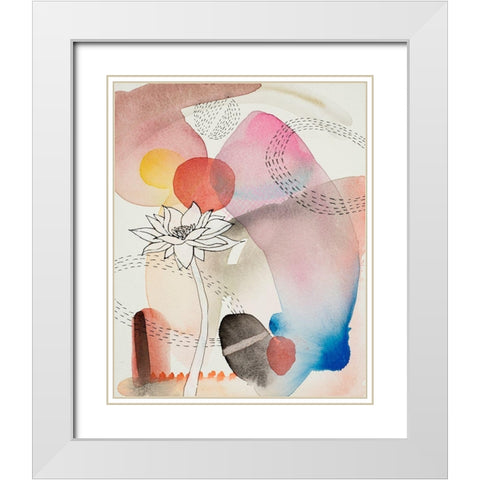 Sketched Flower with Color 2 White Modern Wood Framed Art Print with Double Matting by Evans-Sills, Faith