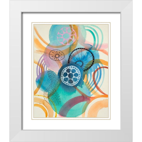 Joyful 4 White Modern Wood Framed Art Print with Double Matting by Evans-Sills, Faith