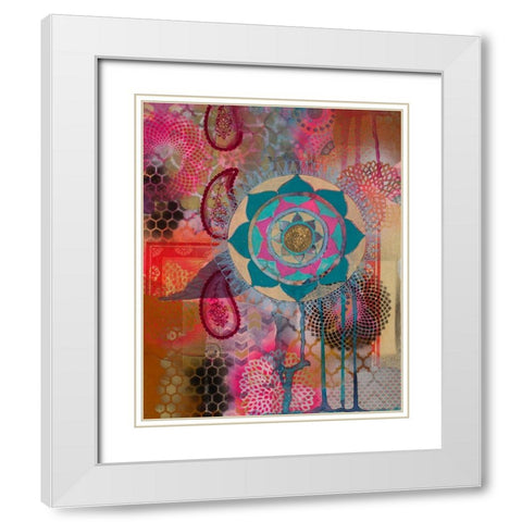 Lotus Flower Paisley 1 White Modern Wood Framed Art Print with Double Matting by Evans-Sills, Faith
