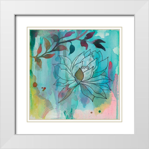 Cool Bloom 1 White Modern Wood Framed Art Print with Double Matting by Evans-Sills, Faith