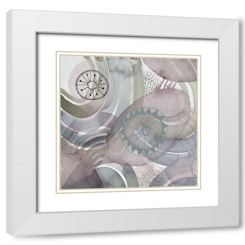 Joyful Rings 1 White Modern Wood Framed Art Print with Double Matting by Evans-Sills, Faith