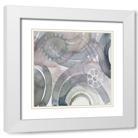 Joyful Rings 2 White Modern Wood Framed Art Print with Double Matting by Evans-Sills, Faith