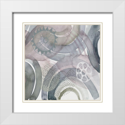 Joyful Rings 2 White Modern Wood Framed Art Print with Double Matting by Evans-Sills, Faith