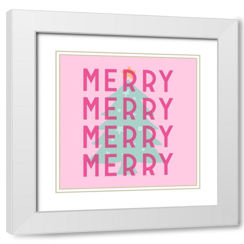 Merry Merry Merry White Modern Wood Framed Art Print with Double Matting by Buenfil, Andrea
