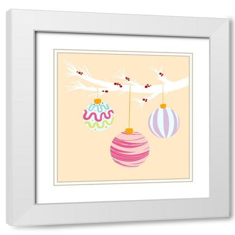 Christmas Ornaments White Modern Wood Framed Art Print with Double Matting by Buenfil, Andrea