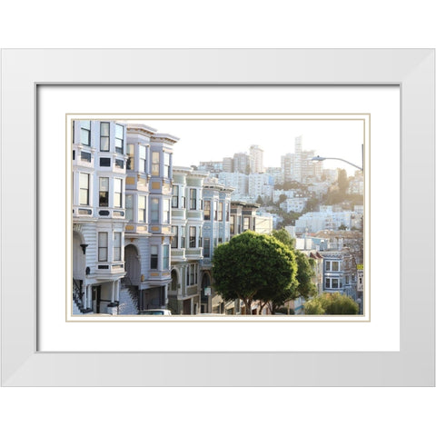 Houses 1 White Modern Wood Framed Art Print with Double Matting by Frances, Stephanie