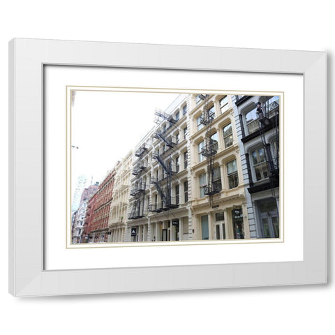Houses Soho Newyork White Modern Wood Framed Art Print with Double Matting by Frances, Stephanie