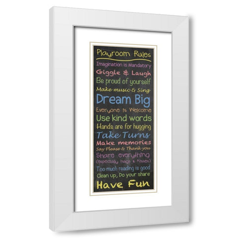Playroom Rules Chalk White Modern Wood Framed Art Print with Double Matting by Gibbons, Lauren