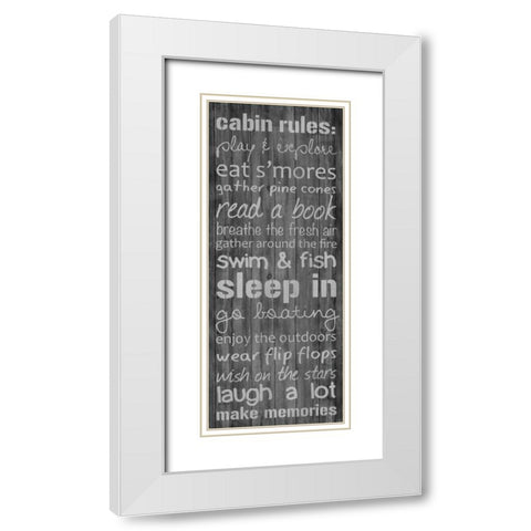 Cabin Rules White Modern Wood Framed Art Print with Double Matting by Gibbons, Lauren