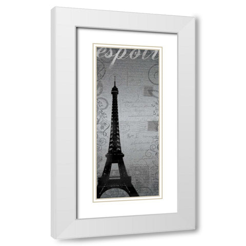 Eiffel Tower Long White Modern Wood Framed Art Print with Double Matting by Gibbons, Lauren