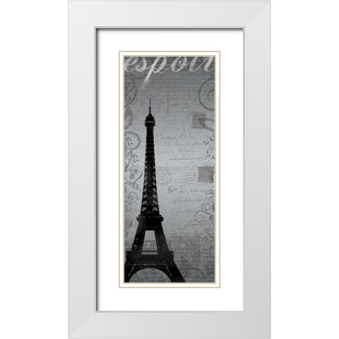 Eiffel Tower Long White Modern Wood Framed Art Print with Double Matting by Gibbons, Lauren
