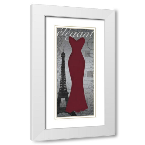 Red Dress Eiffle White Modern Wood Framed Art Print with Double Matting by Gibbons, Lauren