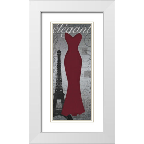 Red Dress Eiffle White Modern Wood Framed Art Print with Double Matting by Gibbons, Lauren