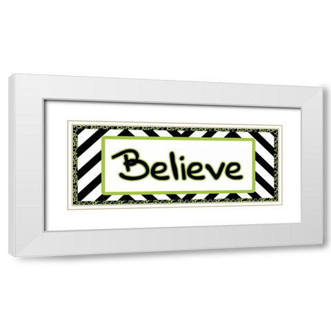 Tween Believe Green White Modern Wood Framed Art Print with Double Matting by Gibbons, Lauren