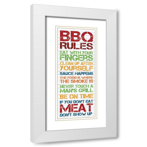 BBQ Rules 2 White Modern Wood Framed Art Print with Double Matting by Gibbons, Lauren