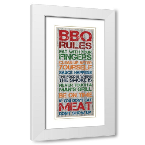 BBQ Rules 3 White Modern Wood Framed Art Print with Double Matting by Gibbons, Lauren