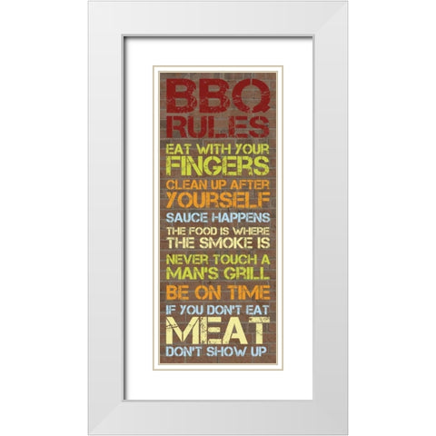BBQ Rules Brick White Modern Wood Framed Art Print with Double Matting by Gibbons, Lauren