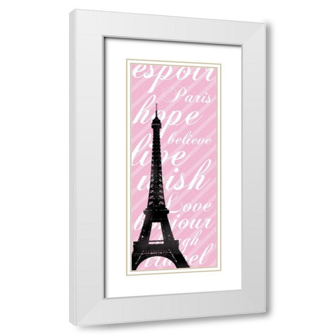 Pink Eiffel 2 White Modern Wood Framed Art Print with Double Matting by Gibbons, Lauren