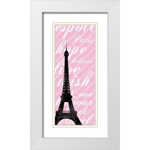 Pink Eiffel 2 White Modern Wood Framed Art Print with Double Matting by Gibbons, Lauren