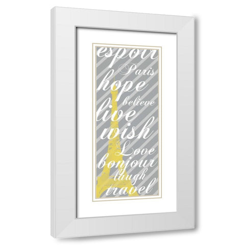 EiffelTower long White Modern Wood Framed Art Print with Double Matting by Gibbons, Lauren