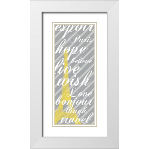 EiffelTower long White Modern Wood Framed Art Print with Double Matting by Gibbons, Lauren