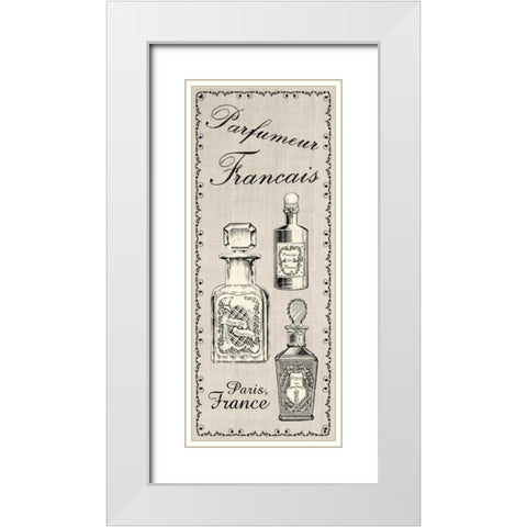 Perfume Linen 1 White Modern Wood Framed Art Print with Double Matting by Gibbons, Lauren