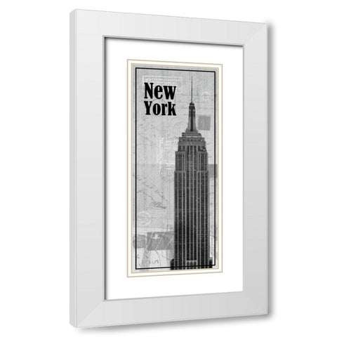 NY White Modern Wood Framed Art Print with Double Matting by Gibbons, Lauren