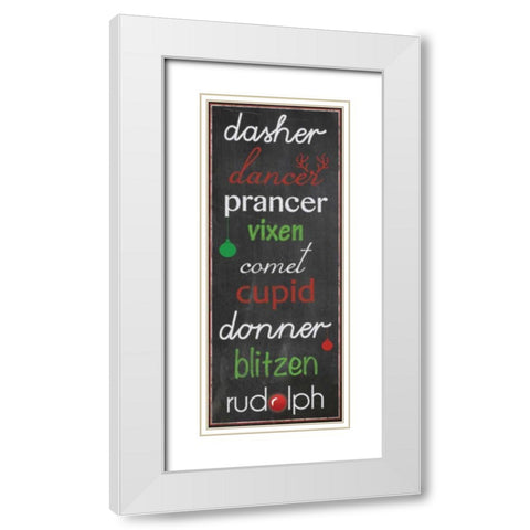 Reindeer Name Game White Modern Wood Framed Art Print with Double Matting by Gibbons, Lauren