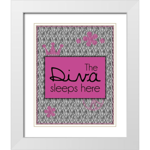 Diva Sleepers White Modern Wood Framed Art Print with Double Matting by Gibbons, Lauren