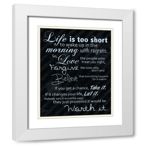 Life Is Short Blue White Modern Wood Framed Art Print with Double Matting by Gibbons, Lauren