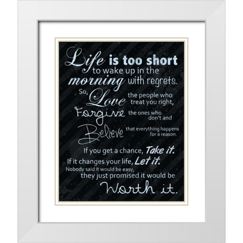 Life Is Short Blue White Modern Wood Framed Art Print with Double Matting by Gibbons, Lauren