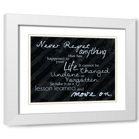 Never Regret Blue White Modern Wood Framed Art Print with Double Matting by Gibbons, Lauren
