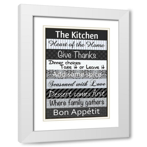 Kitchen Patterns BW White Modern Wood Framed Art Print with Double Matting by Gibbons, Lauren