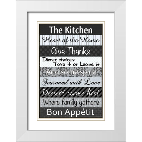 Kitchen Patterns BW White Modern Wood Framed Art Print with Double Matting by Gibbons, Lauren