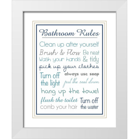 Bath Rules b 2 White Modern Wood Framed Art Print with Double Matting by Gibbons, Lauren