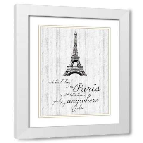 Paris Quote 1 White Modern Wood Framed Art Print with Double Matting by Gibbons, Lauren