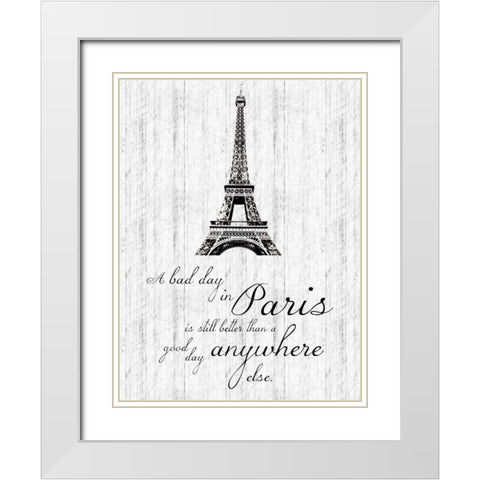 Paris Quote 1 White Modern Wood Framed Art Print with Double Matting by Gibbons, Lauren