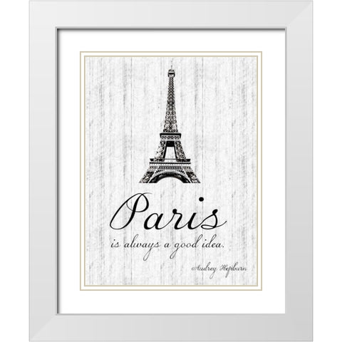 Paris Quote 2 White Modern Wood Framed Art Print with Double Matting by Gibbons, Lauren