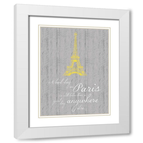 Paris Quote Gray White Modern Wood Framed Art Print with Double Matting by Gibbons, Lauren