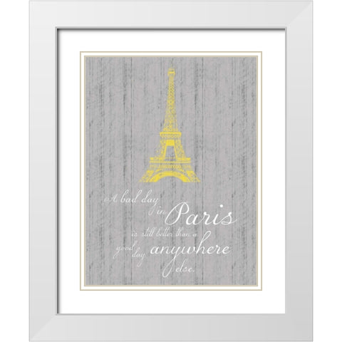 Paris Quote Gray White Modern Wood Framed Art Print with Double Matting by Gibbons, Lauren